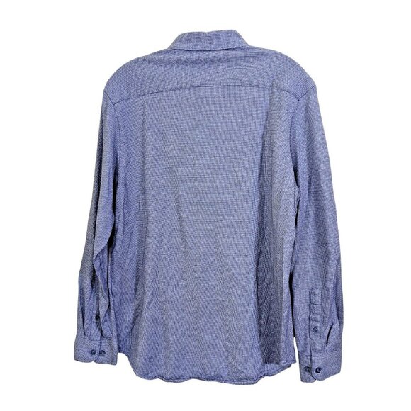 Hart Schaffner Marx Mens Size Large Button Up Shirt Blue Micro Striped Cotton - Picture 2 of 6